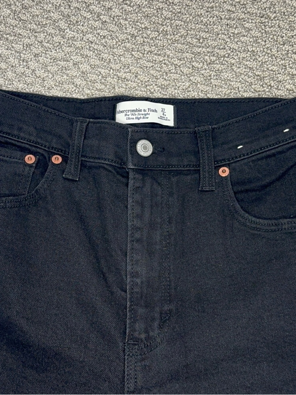 NWOT Abercrombie & Fitch 90’s Ultra Highrise Straight leg Jean 27 black - Picture 5 of 6